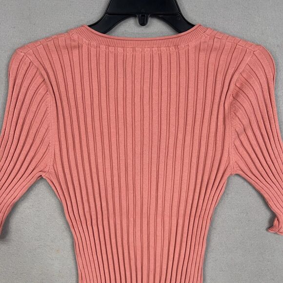 Sundance Shirt Womens Medium Pink Ribbed Henley Lettuce Hem Stretch Organic - Picture 8 of 13